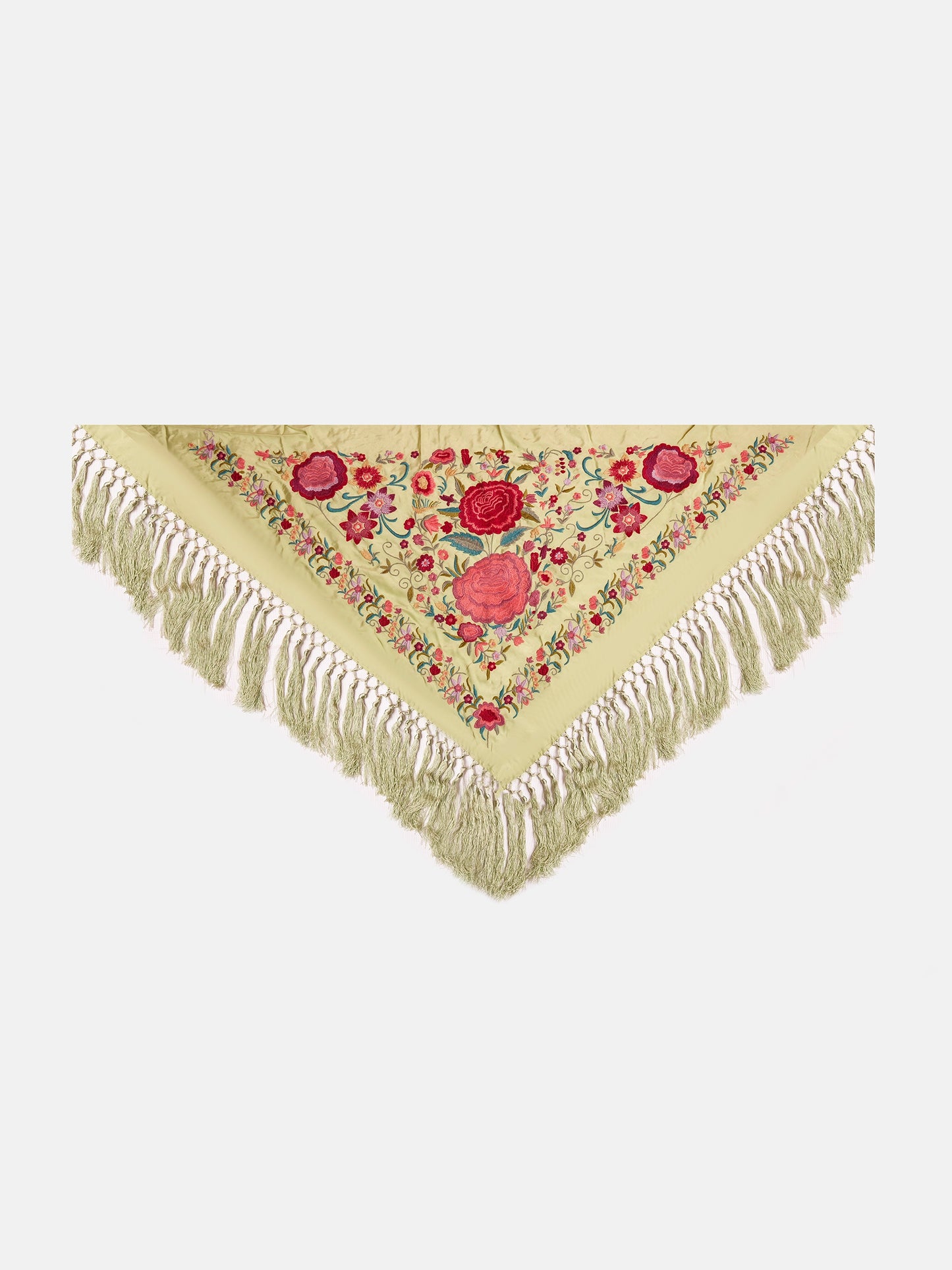 MANTON SEDA BORDADO A MANO VERDE LIMA W20