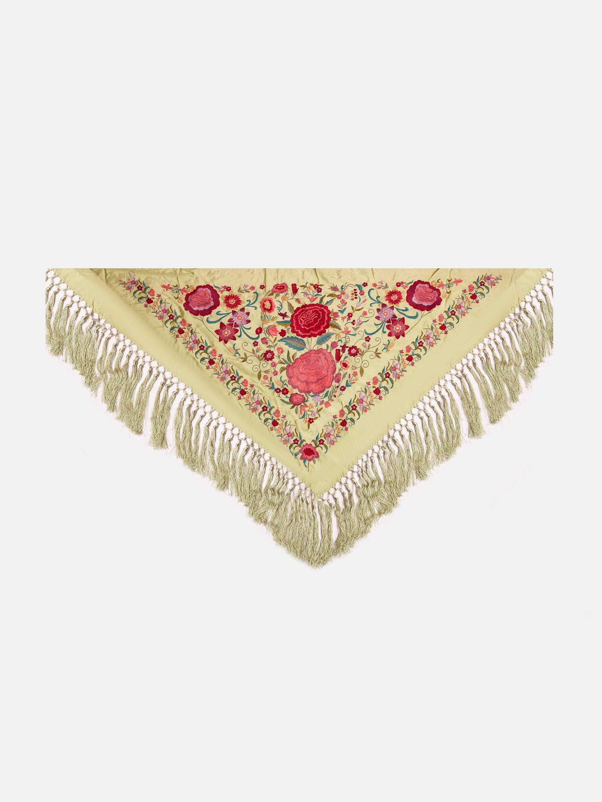 MANTON SEDA BORDADO A MANO VERDE LIMA W20