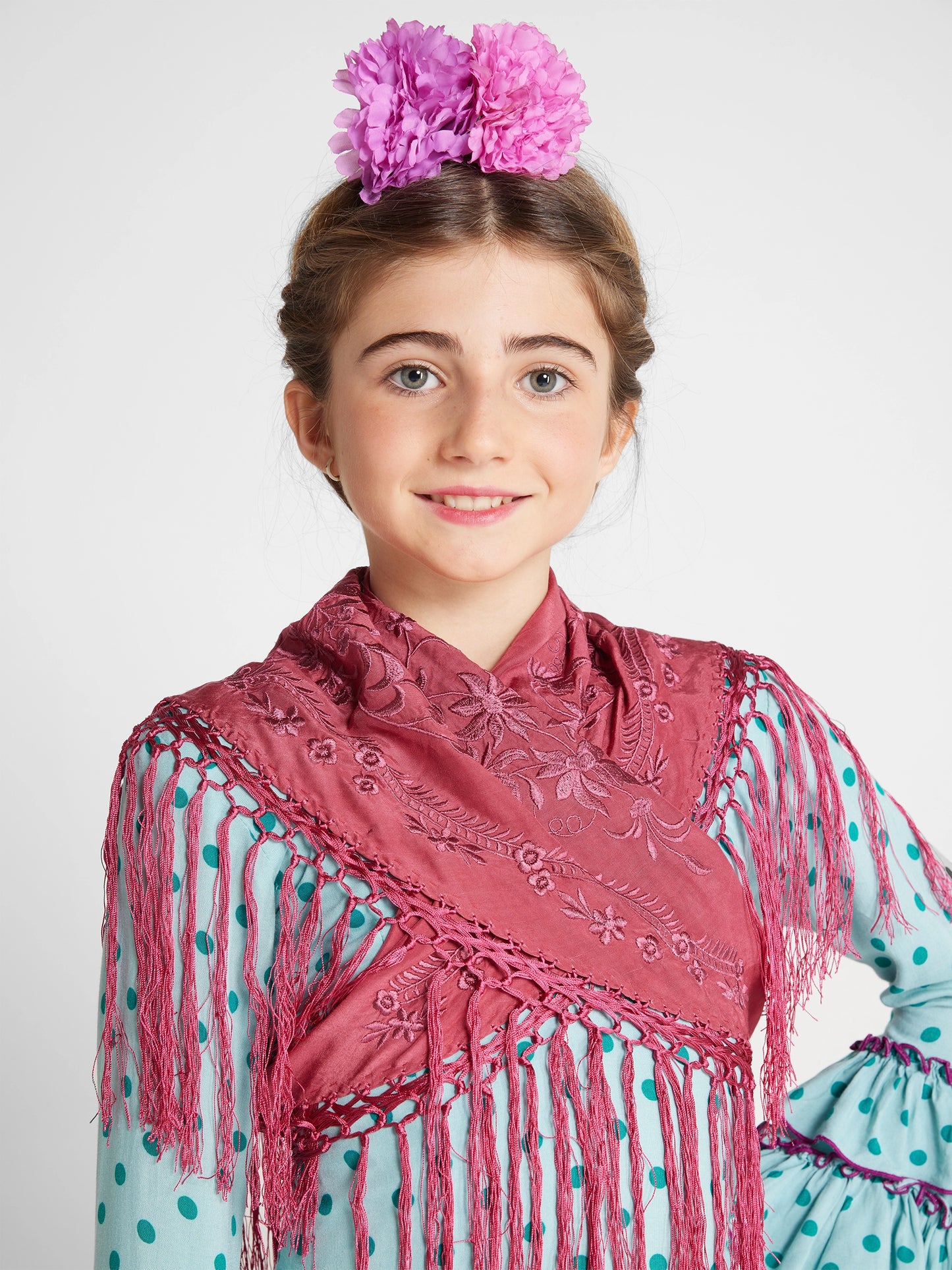 MANTON SEDA BORDADO A MANO VIVA MAGENTA K3