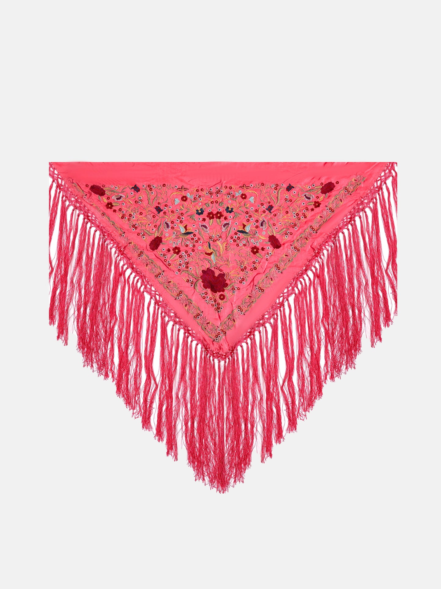 MANTON SEDA BORDADO A MANO FUCSIA CLARO