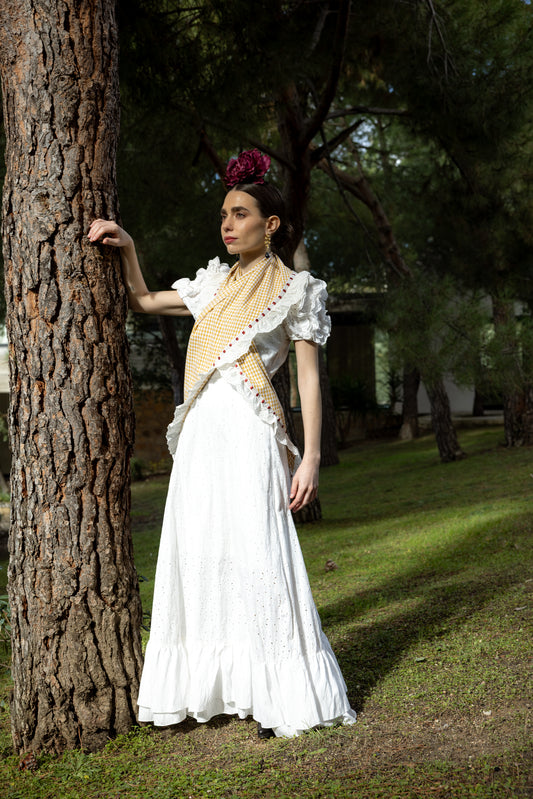 Conjunto bata y pañoleta rociera