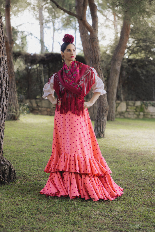 Falda romería coral
